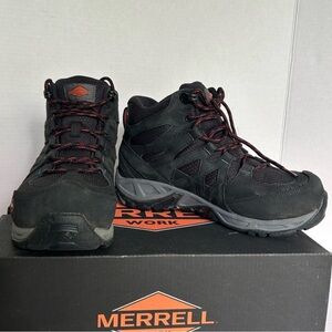 Merrell Siren Mid WP Safety Toe Work Boots 6.5 Black Waterproof Hiking